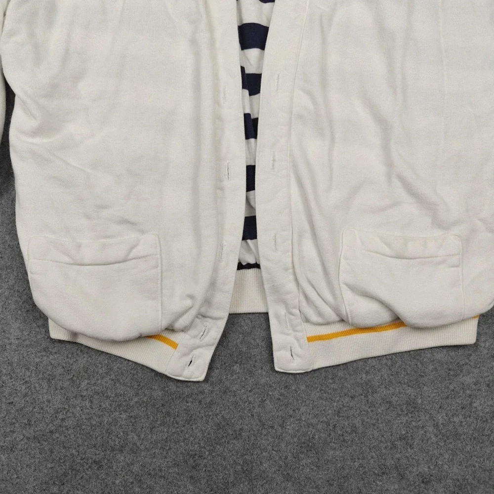 Vintage Gucci Sweater Mens XL White Nautical Striped Lined Knit Cardigan USA